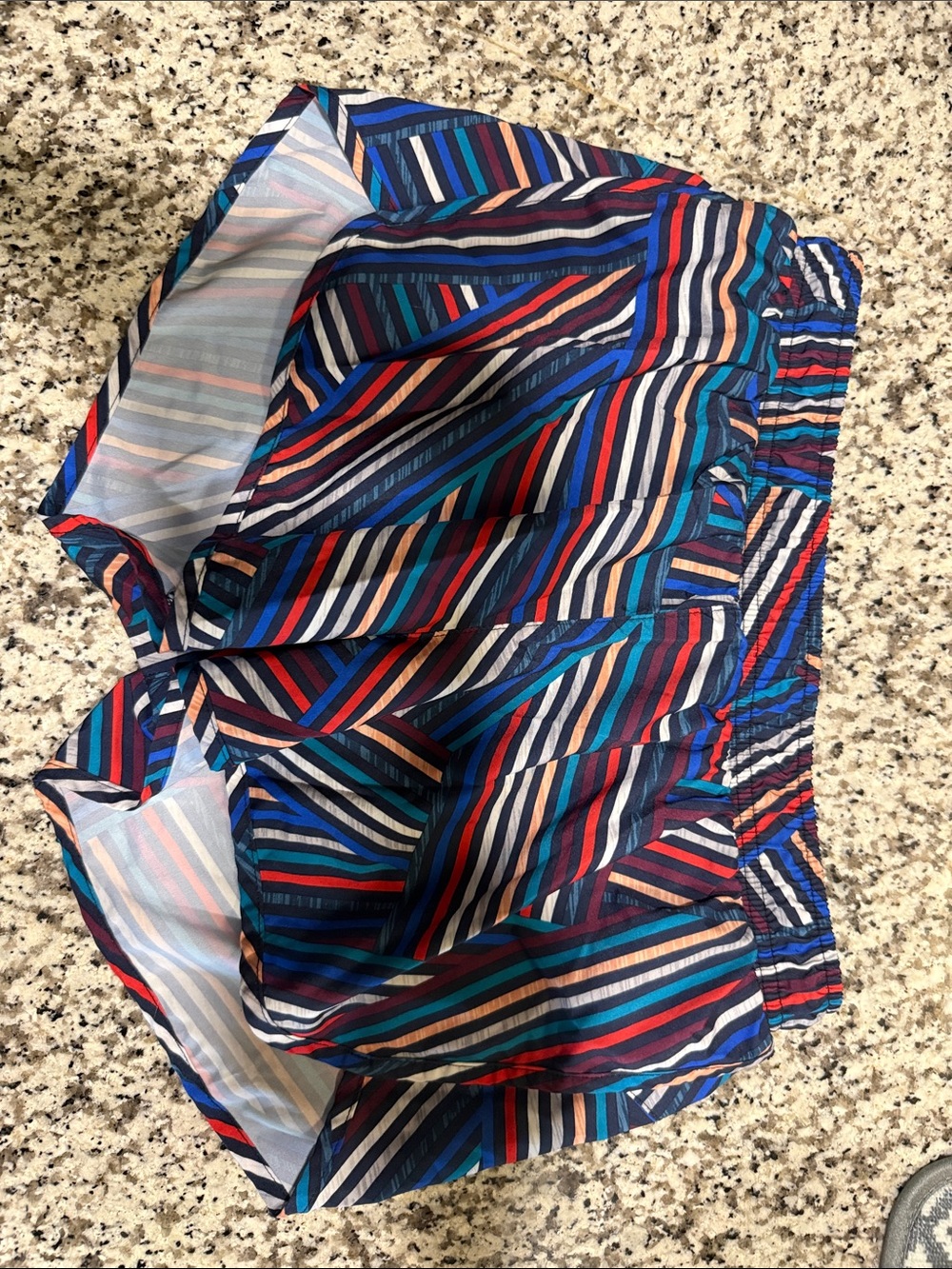 Old Navy Women’s Multicolor Striped Athletic Shorts - Navy, Red, Teal, Cream